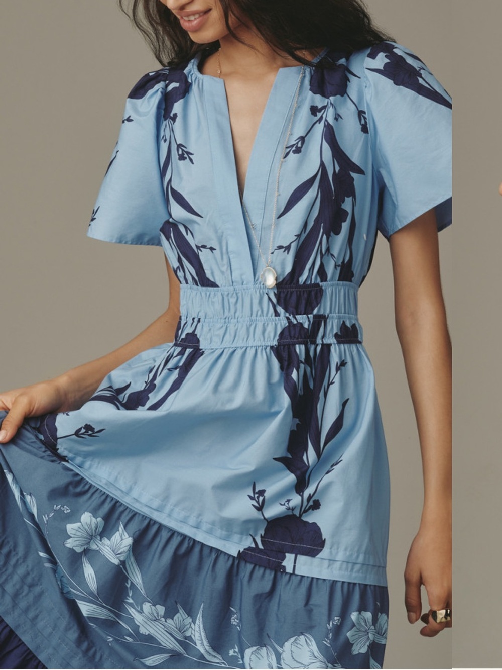 ANTHROPOLOGIE The Somerset Maxi Dress in Soft Blue Floral size Small - Picture 3 of 4